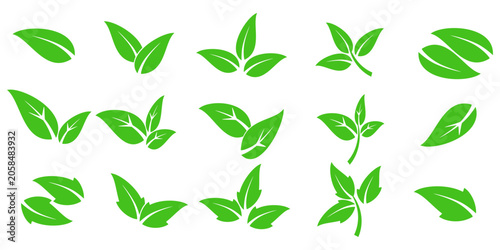 Leaf vector symbol, leaf illustration or leaf emoji in flat style. Spring leaf design, ecological nature theme.	