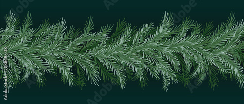  Christmas Tree Branches seamless background for card, poster , banner and decoration.