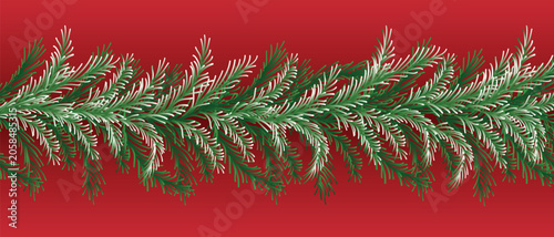  Christmas Tree Branches seamless background for card, poster , banner and decoration.