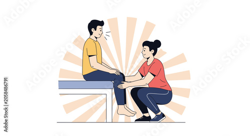 Physical Therapist Examining Patient's Knee, Healthcare and Rehabilitation Concept