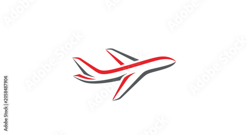 Stylized Airplane Logo Design with Red and White Accents.