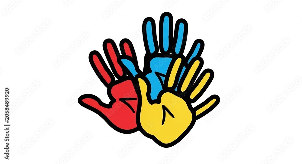 Fototapeta premium Hands in colorful paint for unity concept