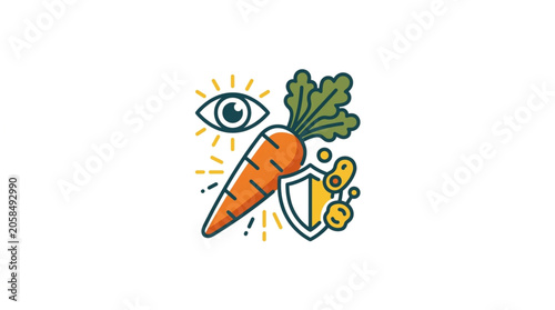 Photos Carrot Eye Health Protection Vitamins Shield Icon.
