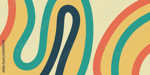 Tablou pe pânză Minimalist Abstract Background with Smooth Retro Lines