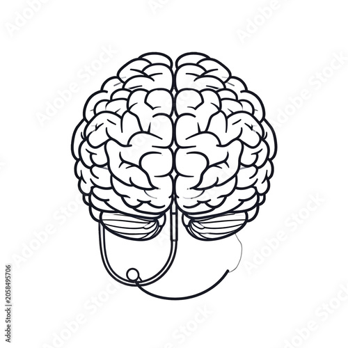 Canvas Print Overhead view of a stylized human brain with connected nerves