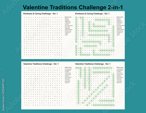 Valentine's Day Puzzle Challenge with Word Search and Letter Grid  