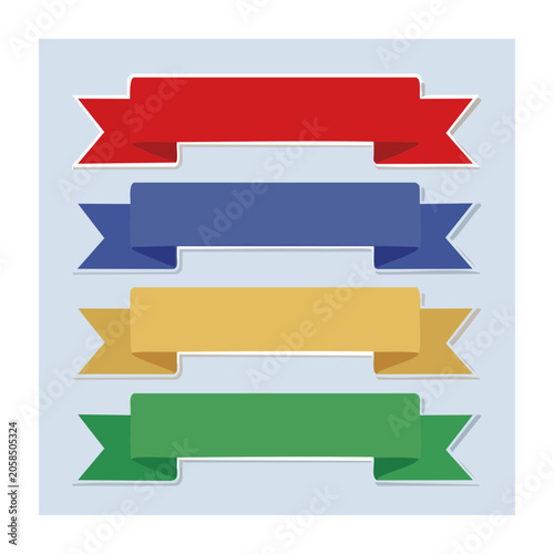 Four colorful flat design banners on light blue background