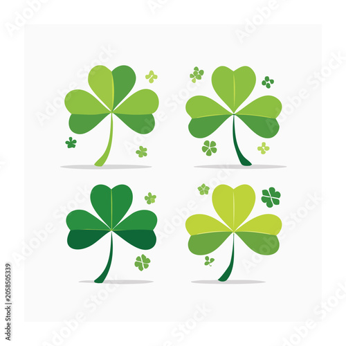 Four Leaf Clover Illustration Set