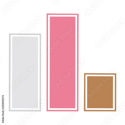 Three colored rectangles in flat design style