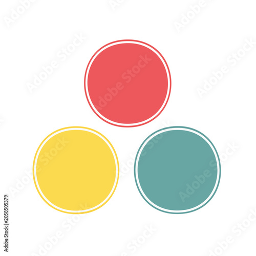 Three colored circles in triangular arrangement