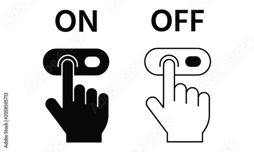 Obraz na plátně Simple on off power switch icon with finger press