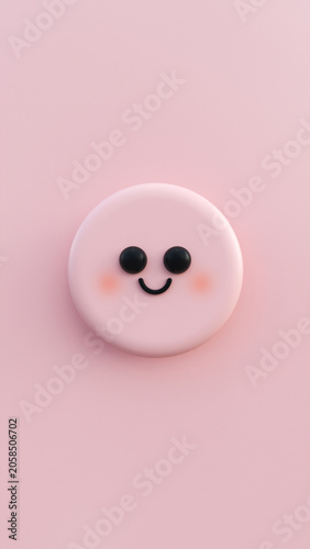 pink smiley emoji face 3d rendered mobile wallpaper	