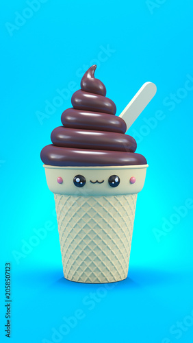 cute ice cream character 3d rendered mobile wallpaper