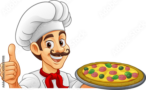 A chef cook holding a pizza...