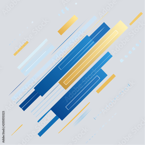 Abstract Geometric Background with Blue and Gold Stripes
