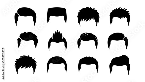 Photos Men's Hair Silhouette Vector Pack 12 Haircut Icons
hairstyle, haircut, hair, man