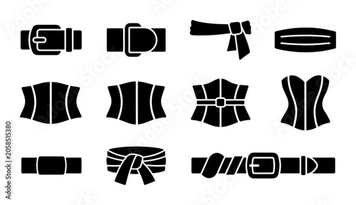 Принти на полотні Vector Belt Icons Set: Fashion Accessories, Waist Cinchers, Buckles, and Ties