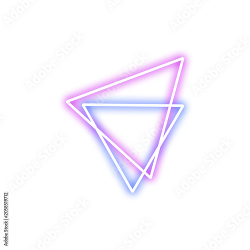 Vibrant Purple and Blue Glowing Neon Overlapping Triangles Isolated on Transparent Background