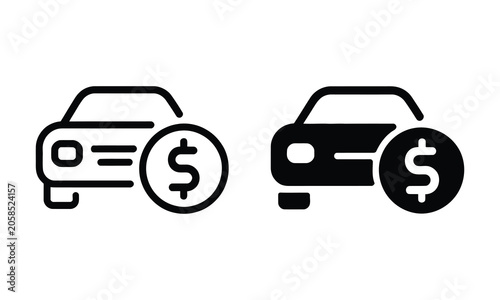 Foto Car price comparison illustration with dollar signs