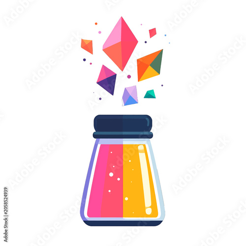 Εκτύπωση καμβά Abstract geometric shapes erupting from a colorful container