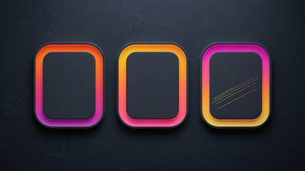Abstract Gradient Square Design – Orange to Pink Border, Dark Background, Modern Graphic Concept, Creative Logo Inspiration, Stylish Minimalist Pattern and Futuristic Visual Identity