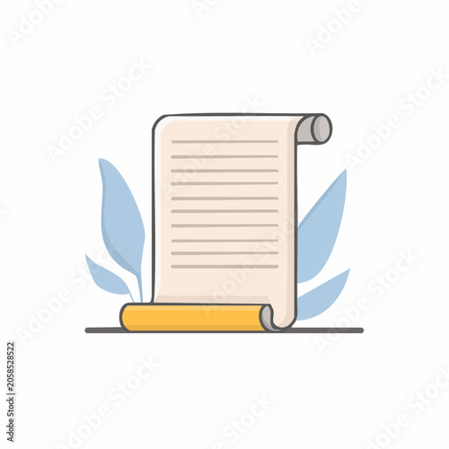 Scroll with Text and Leaves Illustration