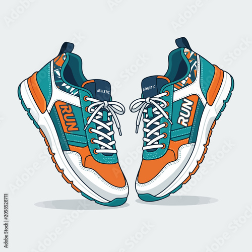 Stylish athletic footwear with vibrant color accents and laces