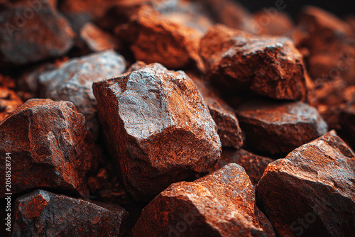 Raw bauxite ore rocks natural aluminum generated.AI