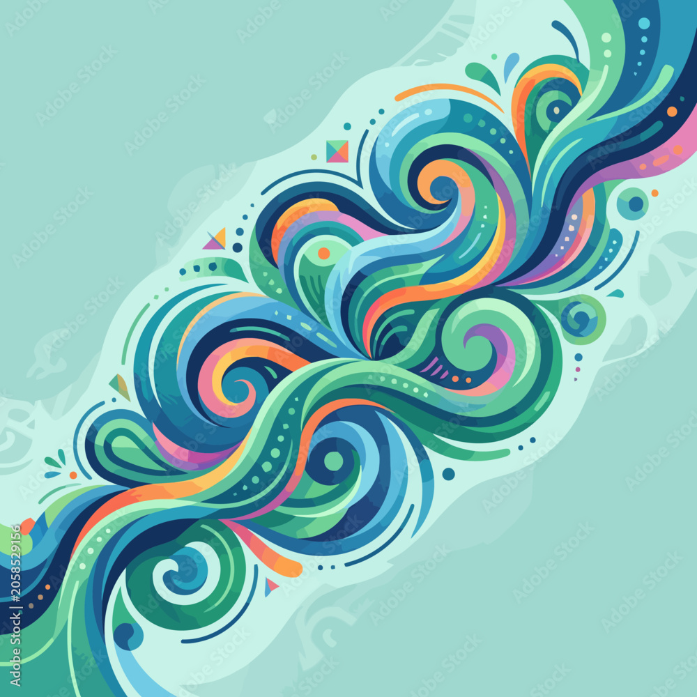 Fototapeta premium Abstract colorful swirling organic shapes on a light background