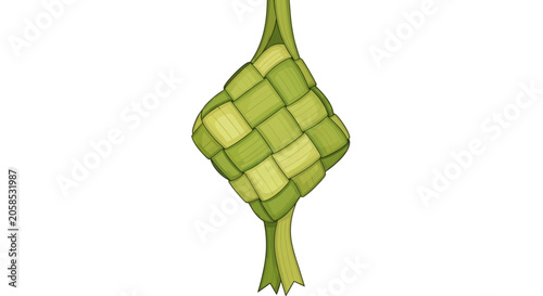 Traditional Indonesian Ketupat Rice Cake Vector Illustration for Eid Mubarak and Ramadan Celebration