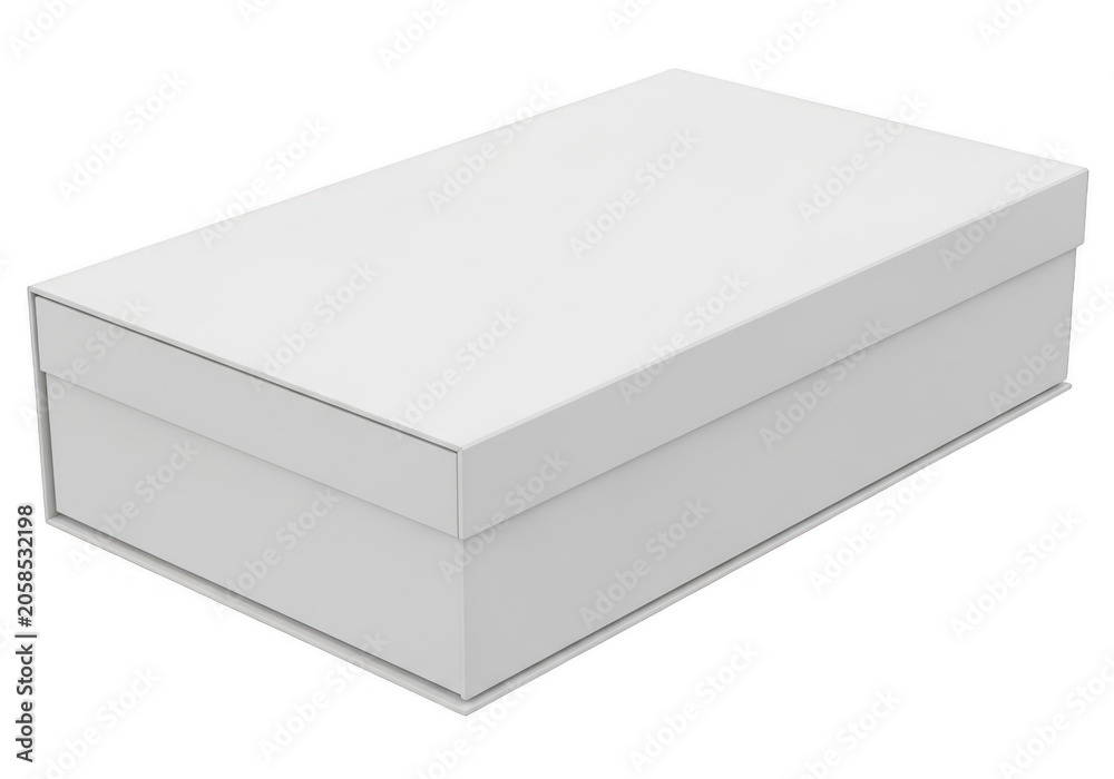 Fototapeta premium A simple rectangular blank cardboard box with a lid closed for shipping or storage purposes isolated on transparent background