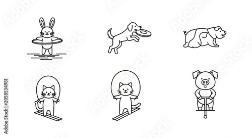 Tableau sur toile Active animals participating in sports and exercise.