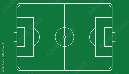 Soccer field diagram with markings and goals