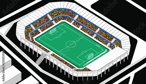 Stadium with soccer field and spectators