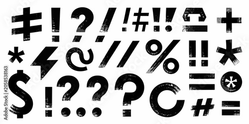 Tableau sur toile Collection Of Punctuation Marks And Symbols In A Distressed Black Style