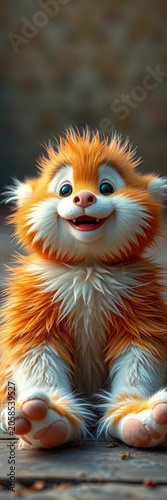 Furry little friend sitting happily with a sweet smile, innocent, soft