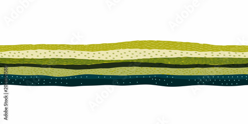 фотографія Horizontal soil layers vector illustration with textured green and dark tones