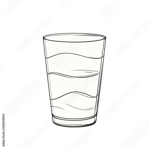 Bilde på lerret A simple drawing of a glass filled with clear liquid