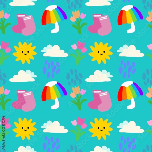 Summer rain kid pattern
