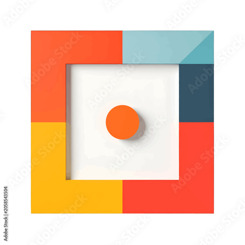Cuadro en lienzo Geometric abstract composition with vibrant colors and a central circle
