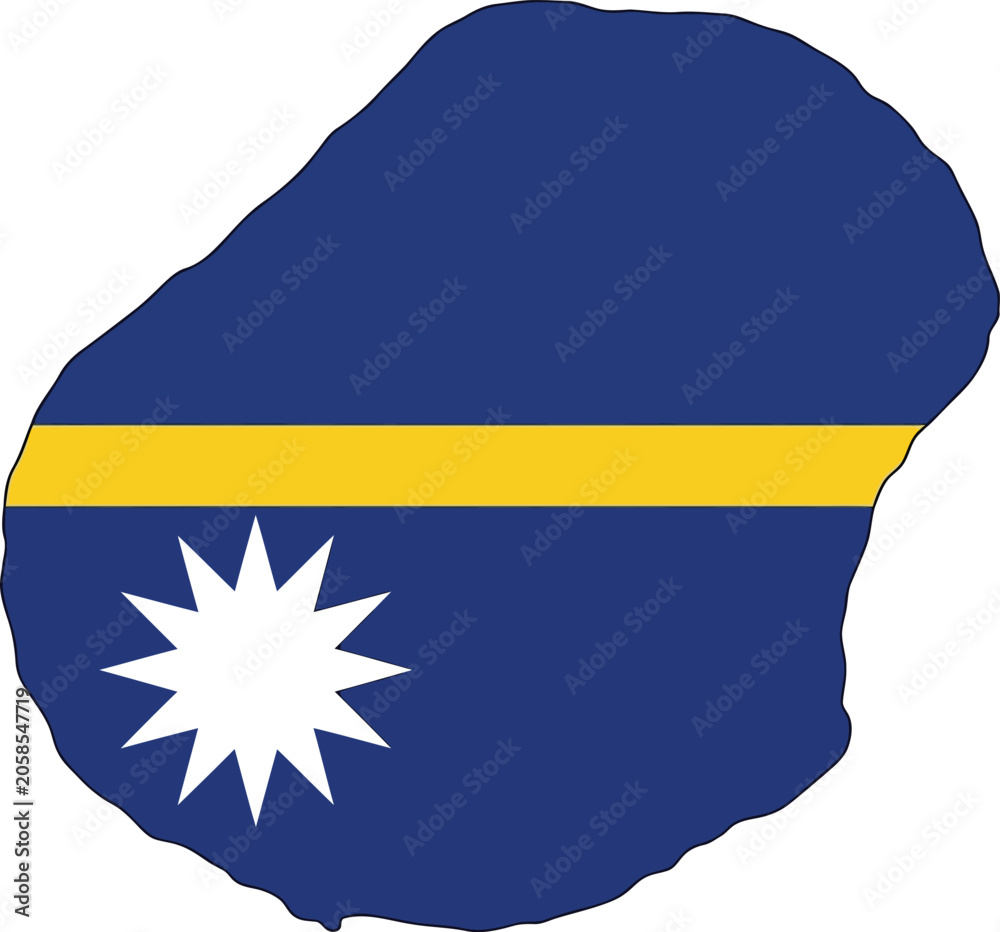 Obraz premium Nauru map shape with national flag design pacific ocean pacific island geography cartography