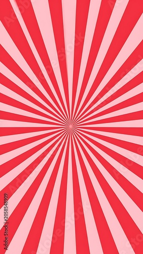 A vibrant red and pink sunburst pattern on a white background