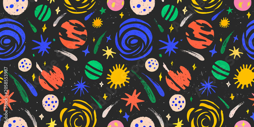 Fotografía Colorful space universe pattern a repeating vector illustration