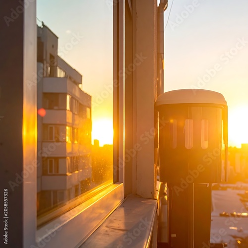A warm sunset view from a window
