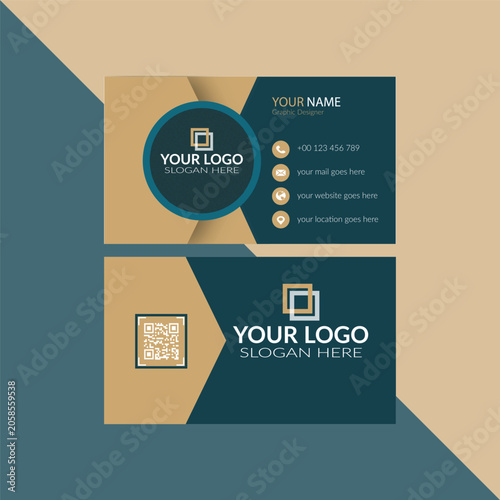 Customizable Branding Mockup with Logo Template on Dark Blue and Gold Background
