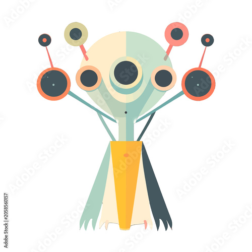 Картината върху платно Whimsical, stylized alien creature with multiple eyes and appendages
