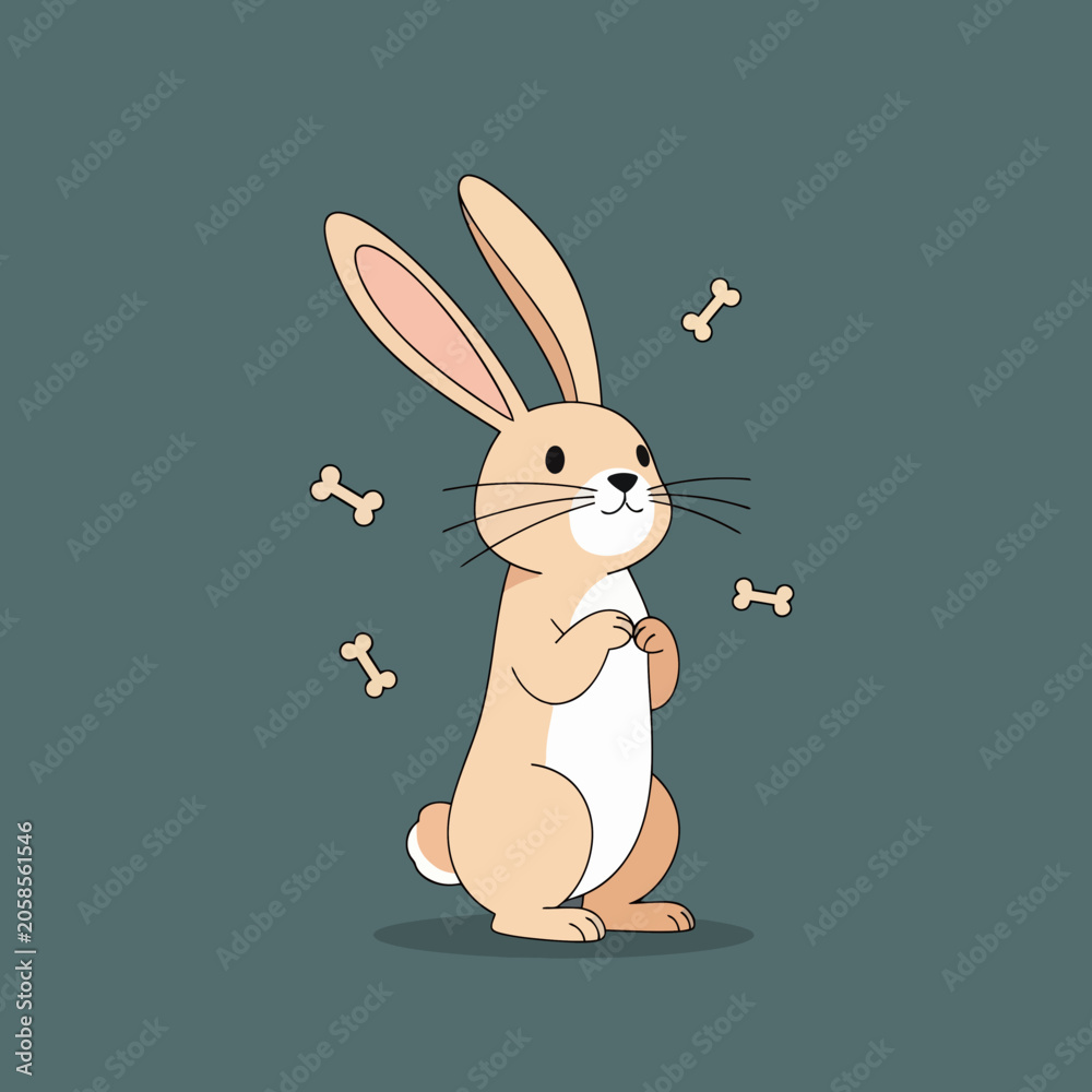 Fototapeta premium Cheerful Rabbit Surrounded with green background