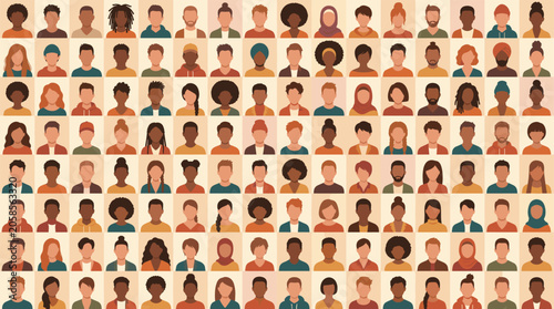 Multicultural anonymous profile avatar icons