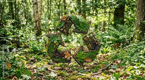 Recycling Forest Sculpture for Eco Campaigns and Nature Branding
