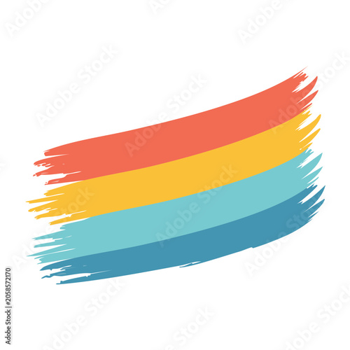 Abstract colorful brush strokes on white background